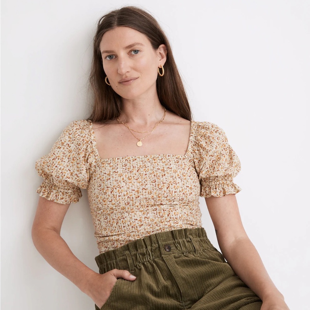 Madewell Hopewell Puff-Sleeve Crop Top